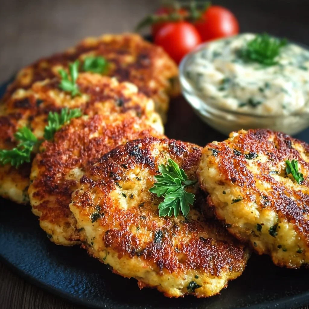 Leckere Low Carb Blumenkohl Frikadellen auf einem Teller serviert
