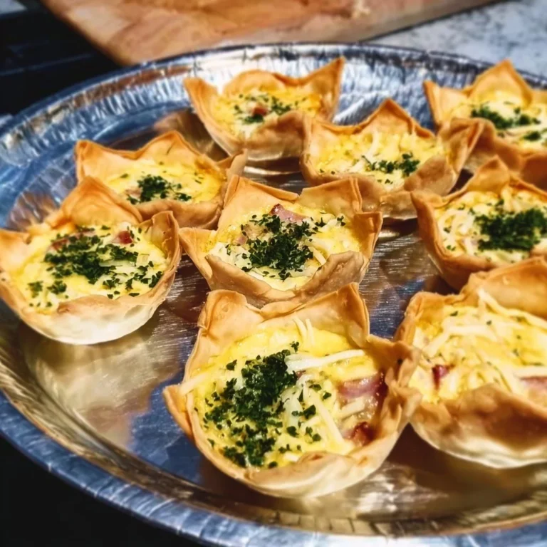 Mini Frühstücks-Quiches mit frischem Gemüse und Käse auf einem Teller