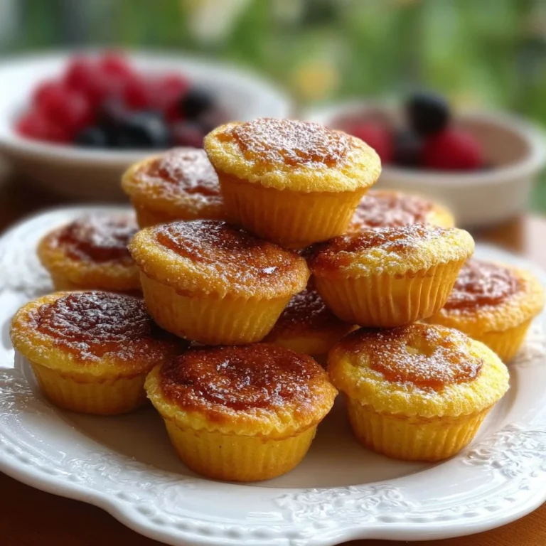 Pfannkuchen-Mini-Muffins in einer bunten Backform auf einem Holztisch