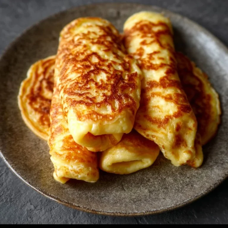Quark-Pfannkuchen ohne Mehl auf einem Teller, gesund und lecker präsentiert.
