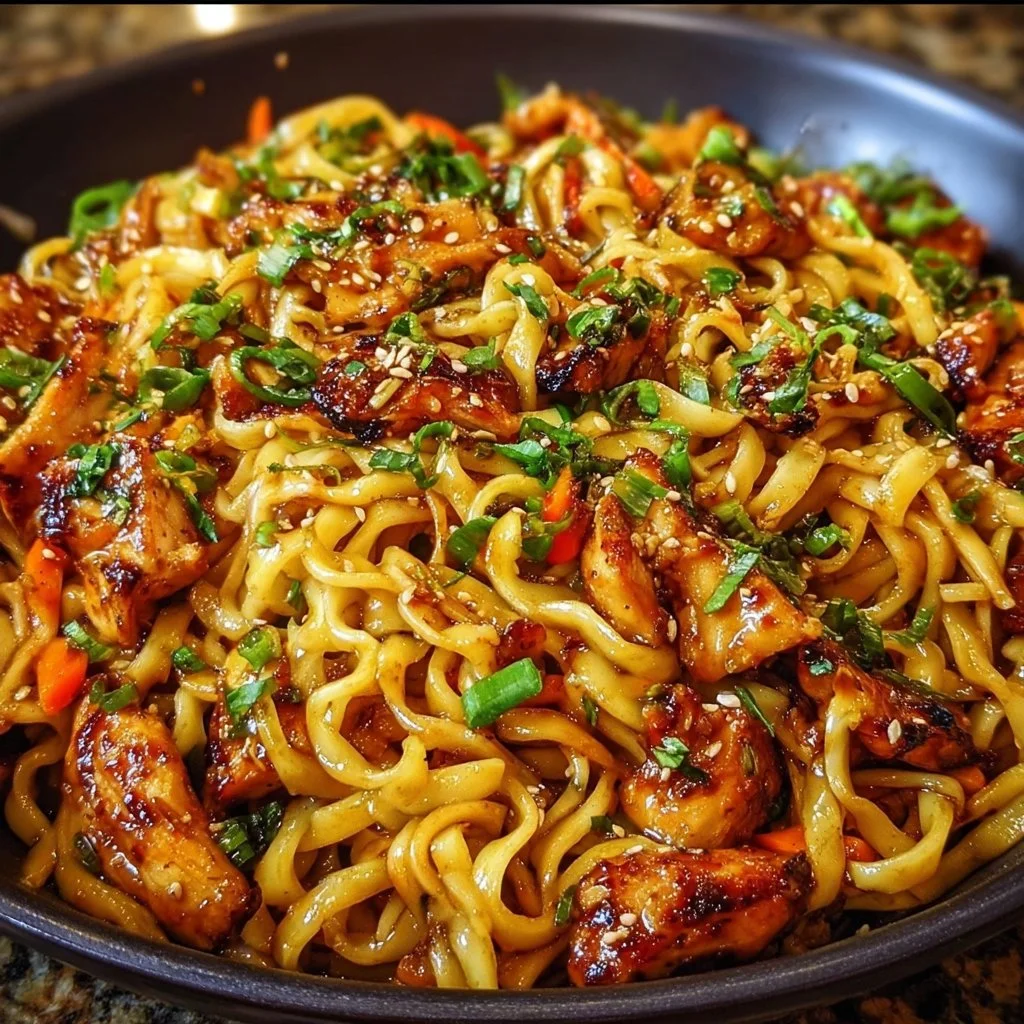 Würzige Teriyaki Hähnchen Nudeln